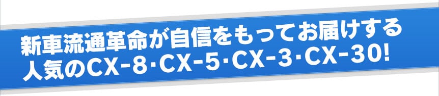 新車流通革命が自信をもってお届けする人気のCX-8・CX-5・CX-3・CX-30！